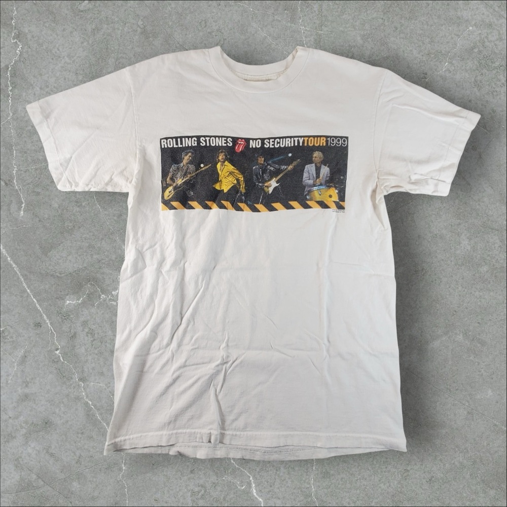 Vintage Rolling Stones Shirt Men Large White No Security Tour 1999 90s Rock Band